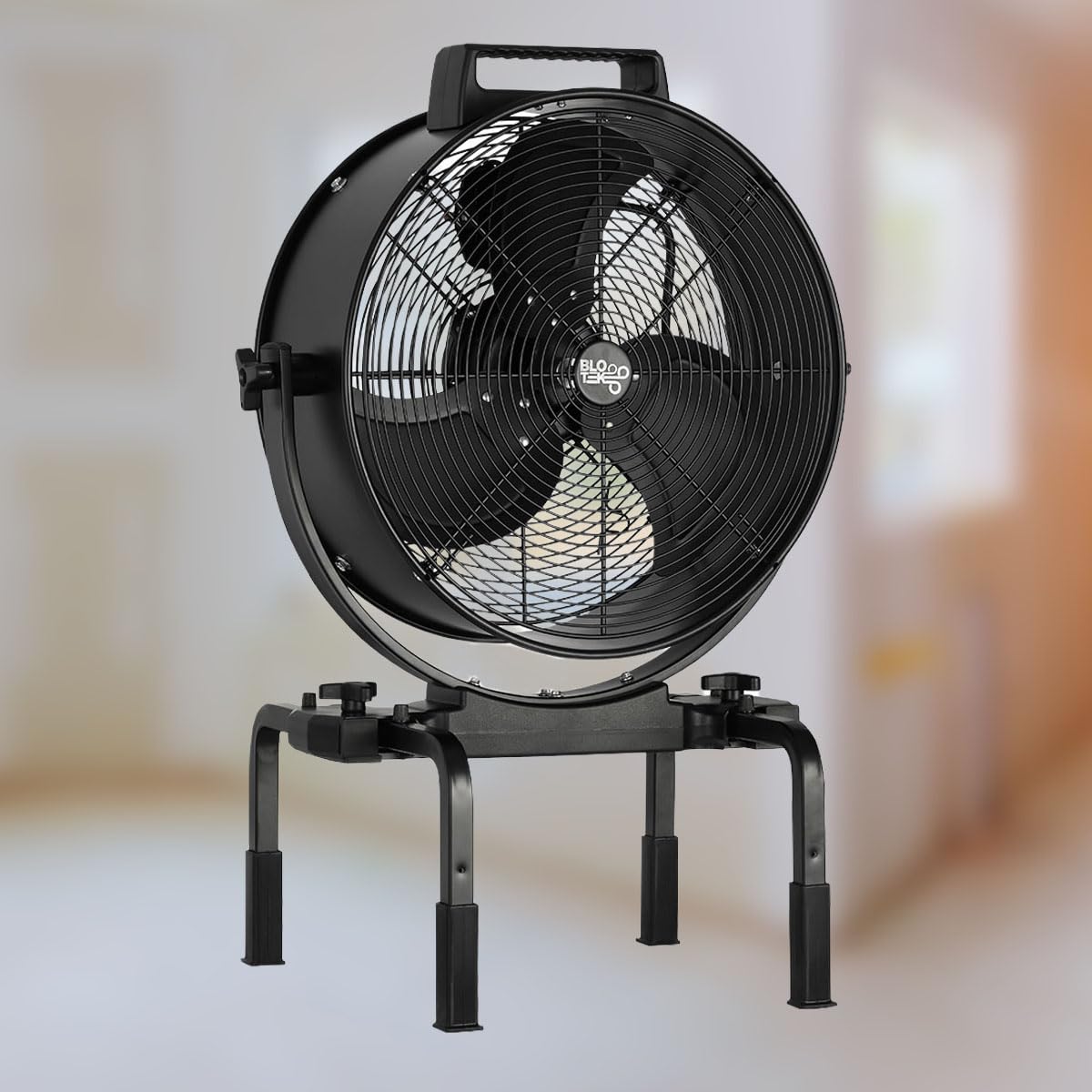 BLOTEK W58352 16-Inch Dust King High Velocity Floor, Exhaust, or Blower Fan, Black, 3-Speed, 270-Degree Adjustable Tilt, IP64 Waterproof, Ideal for Contractors and DIY in Warehouses and Factories