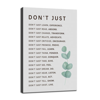 Inspirational Wall Art Don't Just Quote Motivational Poster Learning And Growth Inspiring Positive Canvas Painting Prints Wall Pictures for Living Room Office Home Decor Framed Artwork [12''W x 18''H]