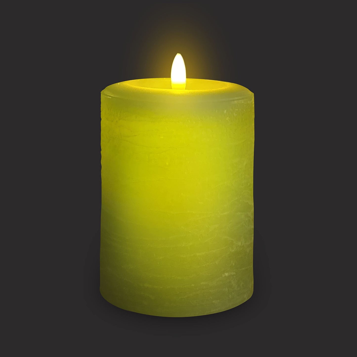 LumiPur Signature Natural Glow Flickering Flameless LED Wax Pillar Candle (3.5" x 5", Sage Green)