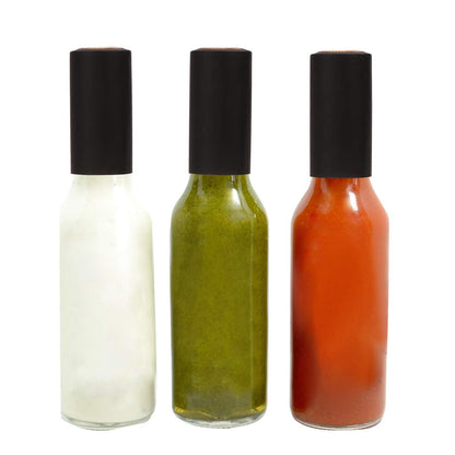 Encheng 35 Pack 5oz Hot Sauce Bottles with Lids,Glass Woozy Bottles with Dripper Inserts and Shrink Capsules,Small Glass Wine Bottle for Homemade Sauces,Oils,Vanilla Extracts,Dressings,Gifting