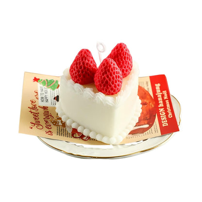 Strawberry Cake Candle, Handmade, Scented Birthday Cake Candle, Decorative Fake Food for Home Décor, Gift for Women & Girls, 3.15"x3.15"
