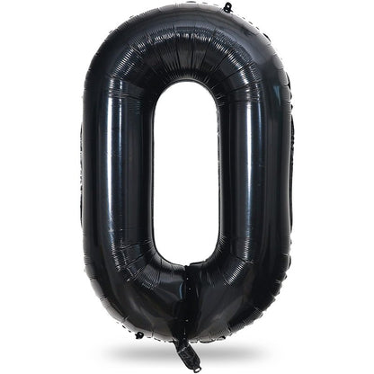 Black Number 0 Balloon for Girls Boys, 40 Inch Large Number 0-9 Foil Mylar Helium Digital Balloons Set for Women Men Birthday Graduation Anniversary New Year Eve Party Decorations Celebration Supplies