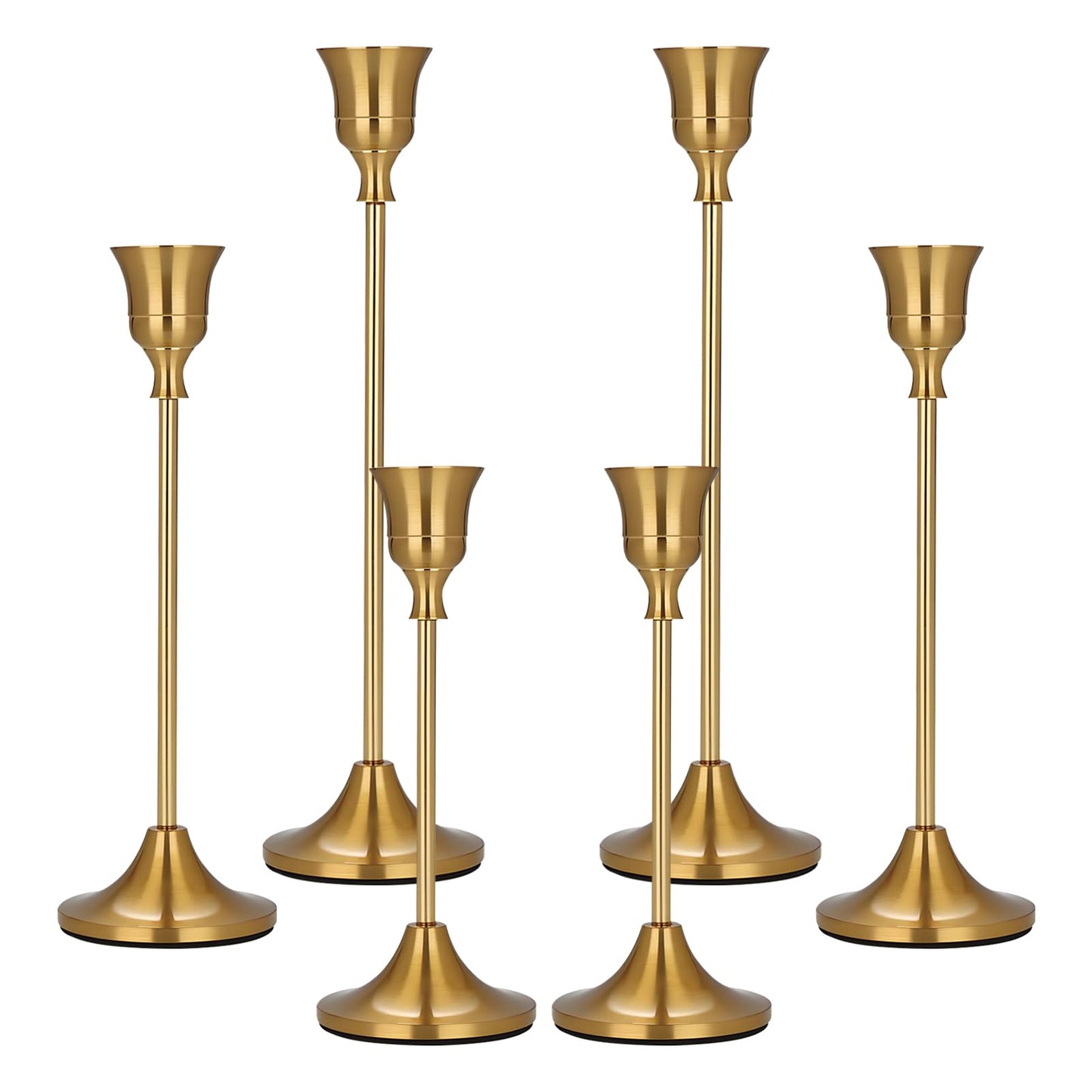 Candle Holder Brass Gold Candlestick Holders Set of 6, Metal Taper Candle Holders for Table Centerpiece Fits 3/4 inch Candles, Tall Candle Stands for Halloween Thanksgiving Christmas