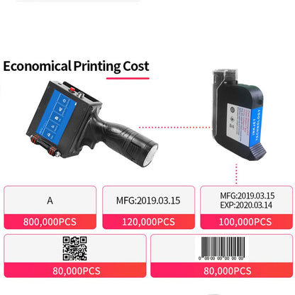 PEKOKO LB100S Intelligent Portable Hand Jet Handheld TIJ Thermal Inkjet Printer 12.7mm Online QR Bar Batch Date Number Coding Machine for Carton Box,Food Package,Drink Bottle