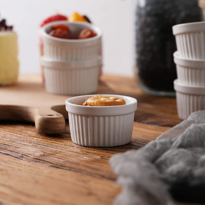 22 oz Ramekins 2 pcs Porcelain Ramekins Dishes for Souffle,Creme Brulee, Pudding, Custard Cups,Bakeware Bowls Set for Baking,Oven Safe, White (6 inch)