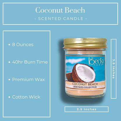 Becky Home 8oz Coconut Scented Candles for Home, 45 Hrs Soy Wax Candle, Aromatherapy Candle Gifts for Men and Women