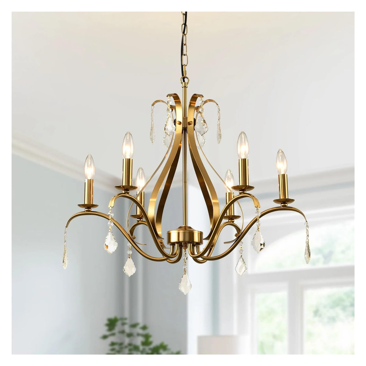 Modern Chandelier for Dining Room Living Room K9 Crystal Pendant Lighting Candle Chandeliers Home Decoration Light Fixtures,Comfortable Lighting