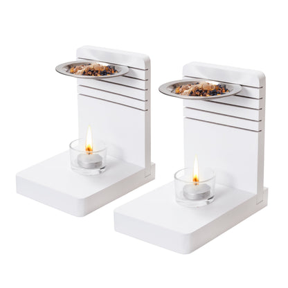 Incense Burner, Incense Holder – Tea Light Candle or Charcoal Resin Heated for Yoga Spa Aromatherapy Meditation, Bakhoor Burner Used for Burning Charcoal, Sambrani, Dhoop & Myrrh Resin (White)