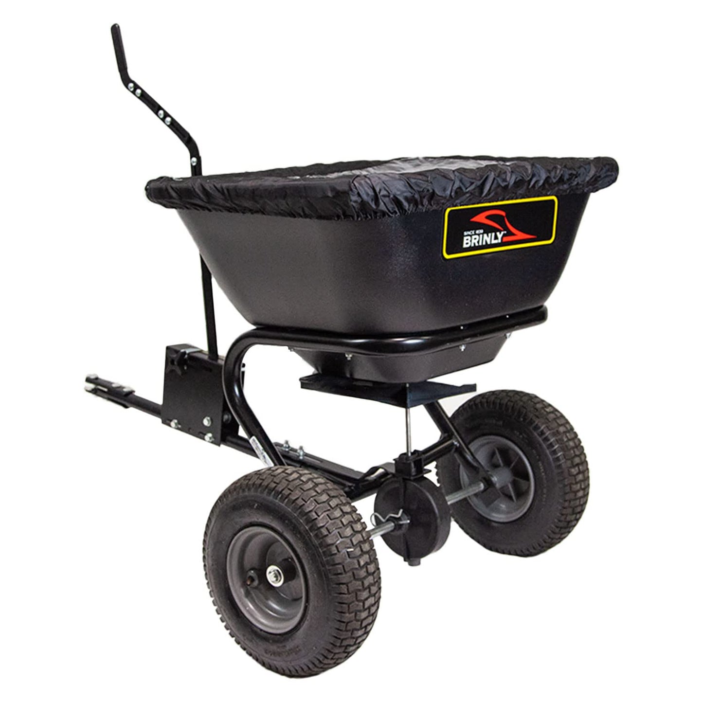Brinly BS26BH-A Tow Behind Broadcast Spreader with Universal Hitch, 125 lb. - Deluxe Matte Black