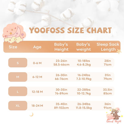 Yoofoss Baby Sleep Sack - 100% Organic Cotton Wearable Blanket for 18-24 Months | Lightweight 2-Way Zipper, TOG 0.5
