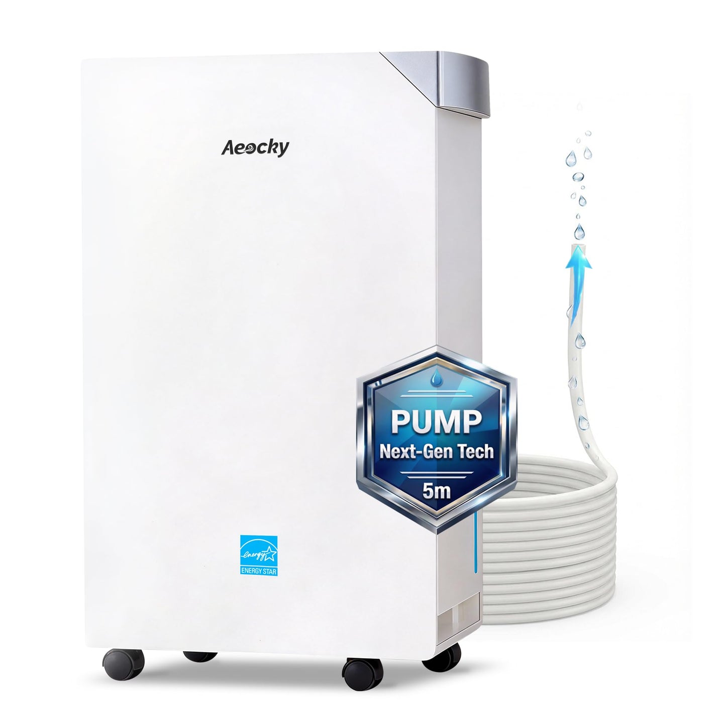 AEOCKY 4500 Sq.Ft Energy Star Most Efficient 2025 Dehumidifier with Pump, Max 80 Pint/Day Smart Compressor Dehumidifier with Drain Hose, Intelligent Humidistat,for Basement,Bedroom,Home,Bathroom