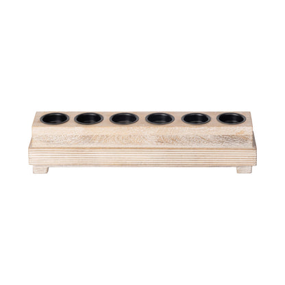 JFY Designs Hand Carved Solid Wood Candle Centerpiece - Pillar Candle Holders Decorative Candlestick Holder for Home Décor, Wedding, Dinning, Party