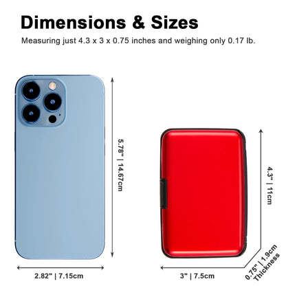 Kaabao Credit Card Holder, RFID Blocking Metal Card Wallet for Women Men Slim ID Card Holders Protector Aluminum Business Hard Case (Red)