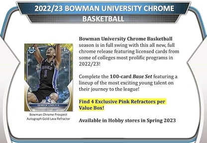2022 2023 Topps Bowman University Chrome Basketball Series Unopened Factory Sealed Blaster Box with Possible Victor Wembanyama Autographs