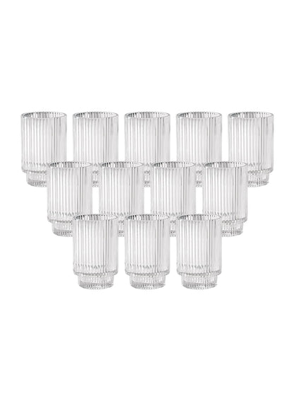 Serene Spaces Living Clear Ribbed Glass Votive Holder, Decorative Centerpiece for Wedding, Christmas, Thanksgiving, Dining Table, Living Room, Home Décor, 3.5" Diameter & 5" Tall, Pack of 24