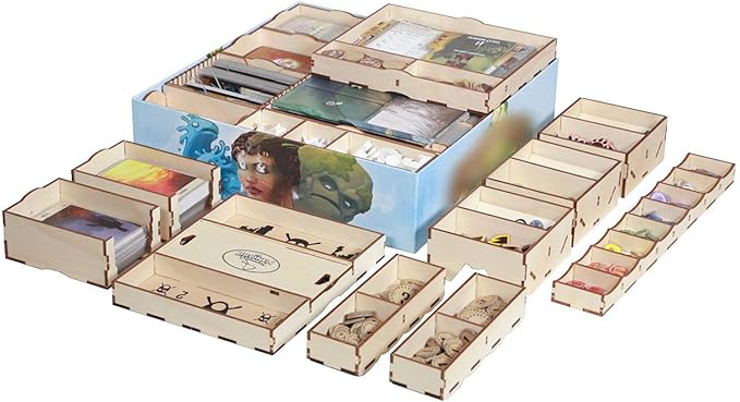 The Broken Token Game Organizer Compatible with Spirit Island - Wooden Game Organizing Box with Multiple Trays