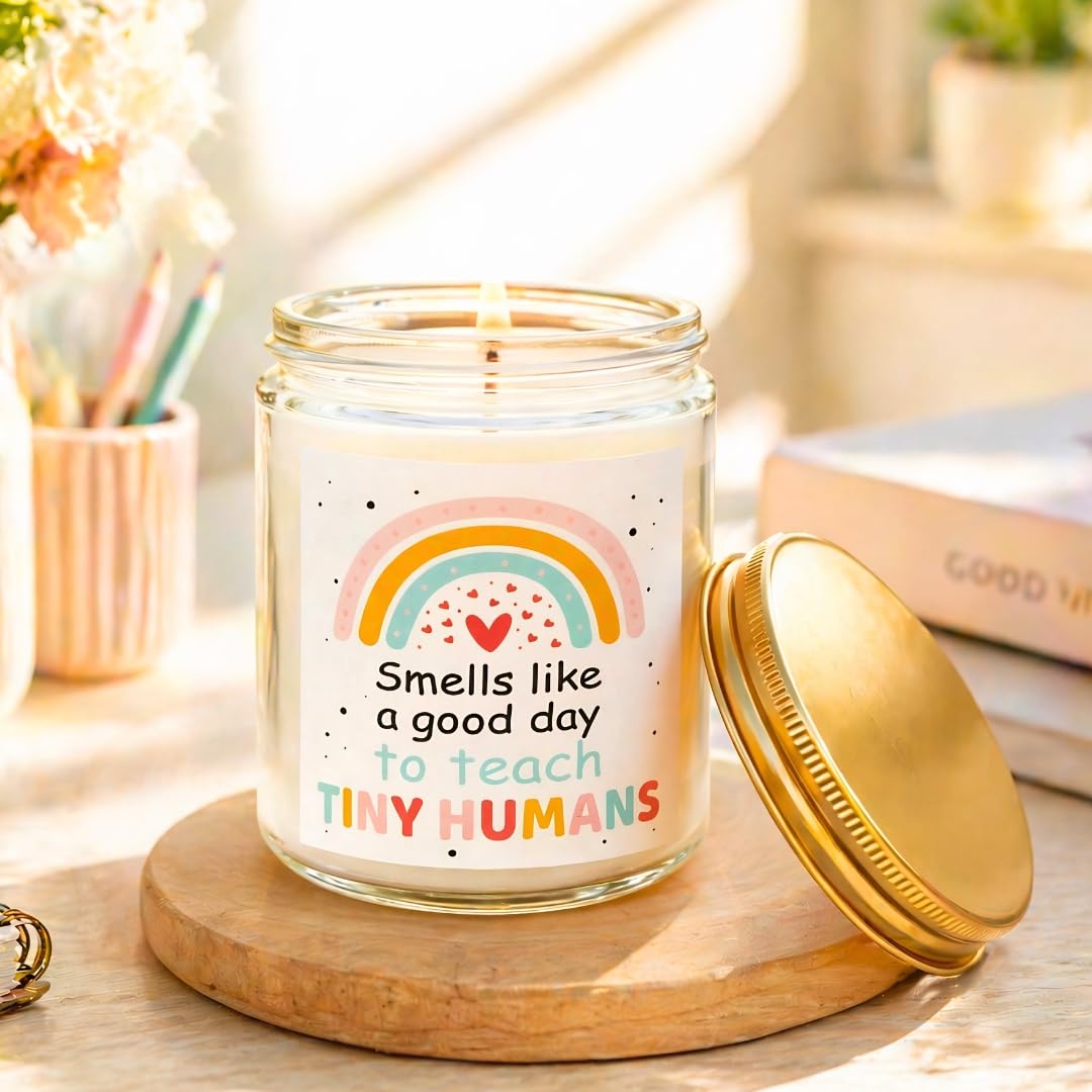 Kindergarten Teacher Gifts, Thoughtful Kindergarten Teacher Appreciation Gifts, Vanilla Soy Candle, Relaxing Preschool Teachers and Elementary Teachers Thank You Gift for End‑of‑Year Teacher Week
