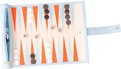 ban.do Cute Travel Games 3 in 1 Board Games for Adults Checkers Backgammon Leatherette Activity Roll Checkered