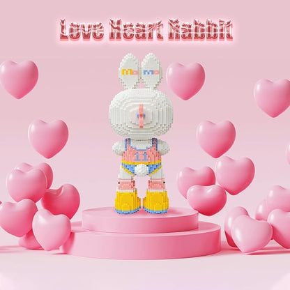 Animal Love Heart Rabbit Micro Building Blocks Set（8000PCS 55cm High Series） Gift for Adults and Kids