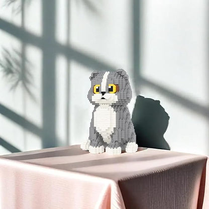 Larcele Cat Micro Building Blocks Animal Set DIY Mini 3D Building Toy Bricks Kit985 Pieces KLJM-05 (Scottish Fold)
