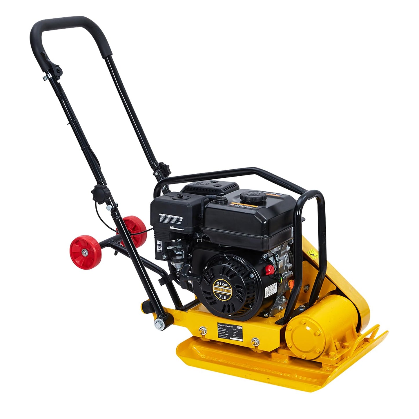 7HP Plate Compactor, Plate Compactor Tamper with 212cc Gas Engine 5,600 VPM, 4200 Lbs Force Vibratory Compaction Tamper with 22.1 x 15.9 Inch Plate for Walkways, Patios, Asphalts, Paver Landscaping