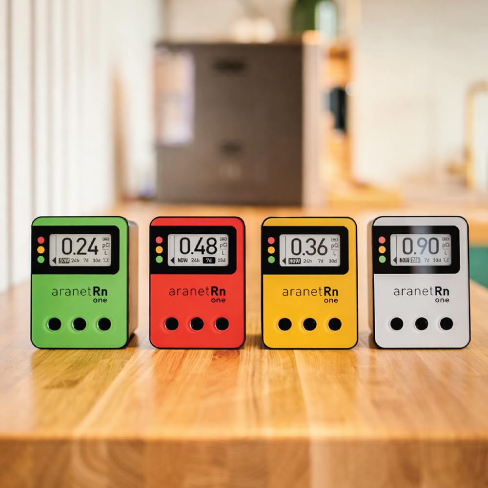 Aranet Radon One – Fast Home Radon Detector with 10-Minute Response, E-Ink Display, Battery Powered, Portable Real-Time Radon Monitor for Basements & Indoor Air Monitoring (Yellow)