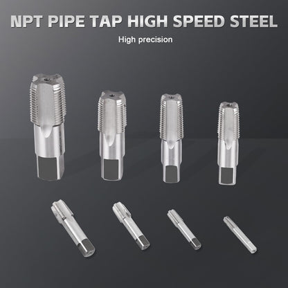 Consfly NPT Pipe Tap and Die Set, Hex Die Set 1/16", 1/8", 1/4", 3/8", 1/2", 3/4" and 1", 15pcs High Speed Steel Taps & Dies with Storage Case
