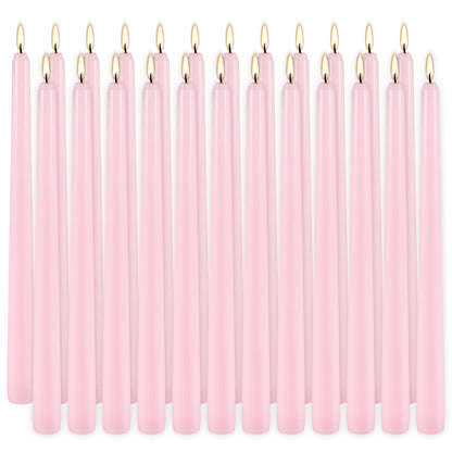 10 Inch Pink Taper Candles Set of 24,Unscented,Smokeless and Dripless Candlestickst for Valentine's Day,Household, Wedding, Party and Home Décor Candlesticks,Shabbat,8 Hours Burn Time