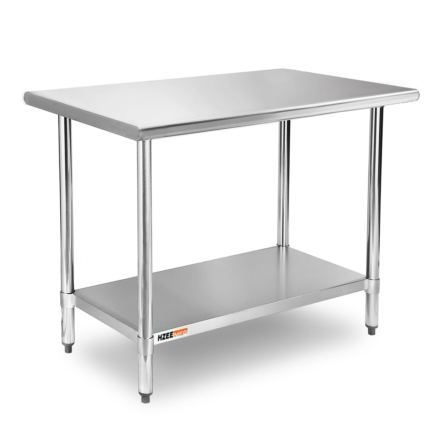 HZEEMFG Stainless Steel Table for Prep & Work 24x36 inches,4ft, Commercial Heavy Duty Table with Undershelf for Restaurant, Home,Hotel Kitchen, Laundry Room, Garage,Workshops