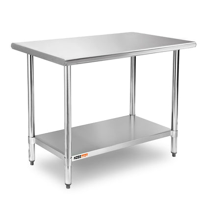 HZEEMFG Stainless Steel Table for Prep & Work 24x36 inches,4ft, Commercial Heavy Duty Table with Undershelf for Restaurant, Home,Hotel Kitchen, Laundry Room, Garage,Workshops