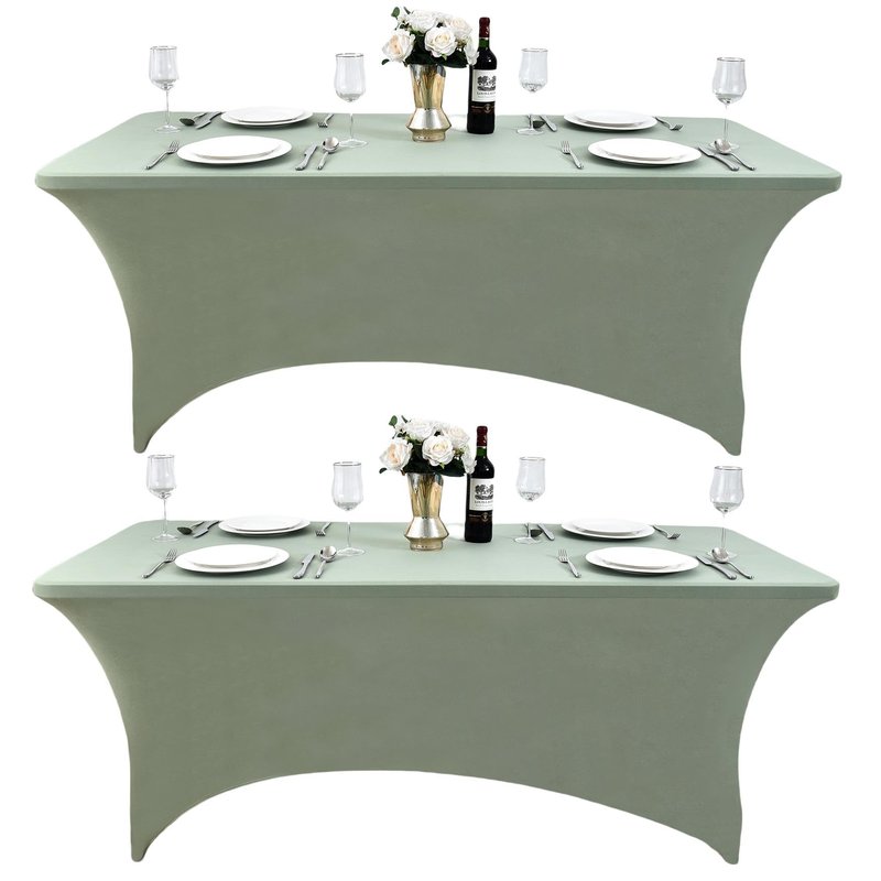 ZarzaaSik 118 2-Pack 4ft Spandex Table Covers for Rectangular Folding Tables - Wrinkle Resistant Stretch Tight Table Cloths - Ultimate Fitted Table Protector for Parties, Banquet, and Wedding