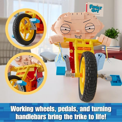 Brickcraft Family Guy Stewie on Trike Building Kit 429 Piece Construction Set Collectible Figure &amp TV Show Memorabilia Gift for FansKids and Adult Builders Ages 8+ for Display on Desk Shelf or
