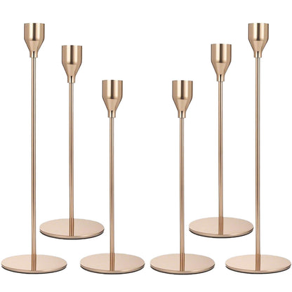 AUMAYCO French Gold Candle Holders Set of 6, Metal Taper Candle Holders, Gold Candlestick Holders, Fits 2.2cm Thick Candle&Led Candles, for Table Centerpiece, Mantels, Weddings, Dining, Party