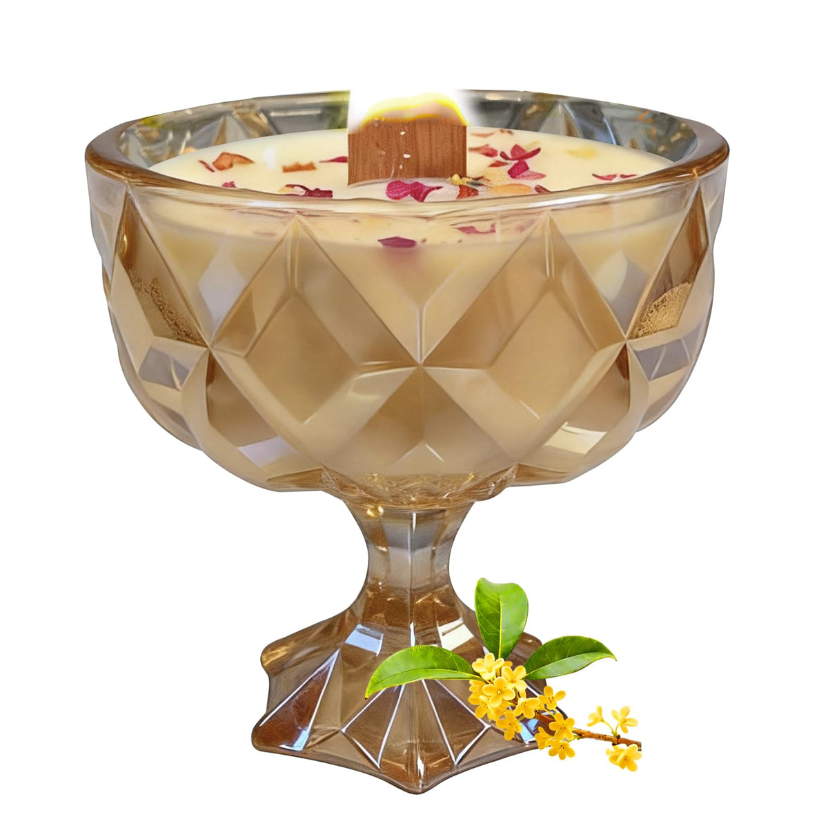 Joo Sko Diamond Bowl Shape Soy Wax Osmanthus Scented Candle, Aromatherapy Jar Candles for Home Scented or As a Christmas Holiday Candle Gift for Your Lover(8.2OZ/60Hours Burning)