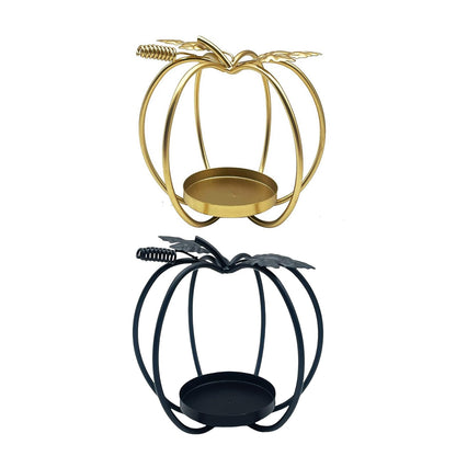 GKOXUQ European Iron Hollow Pumpkin Candle Holder Decorative Metal Tealight Stand for Halloween Table Centerpieces Candlestick