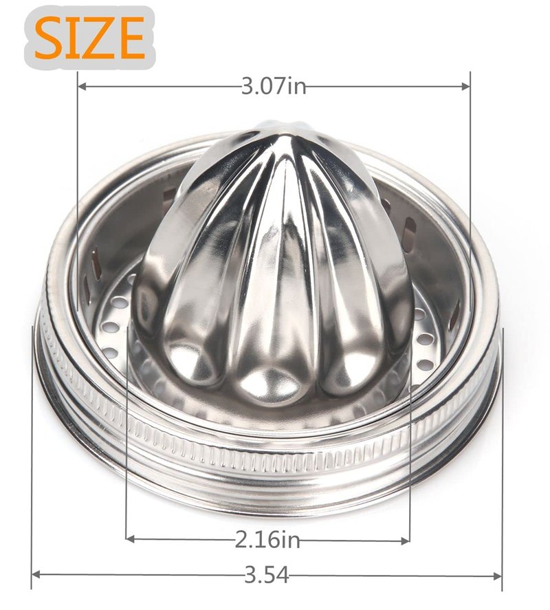 Mason Jar Stainless Steel Juicer Lid (2 Pieces), Citrus Reamer for Wide Mouth Mason Jar Lemon Juicer Manual Citrus Juicer.