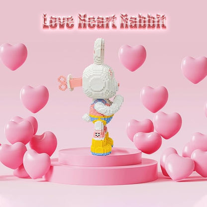 Animal Love Heart Rabbit Micro Building Blocks Set（8000PCS 55cm High Series） Gift for Adults and Kids
