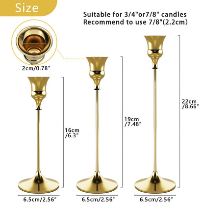 Showin Candlestick Holders Gold, 6 Packs Taper Candle Holder for Candlesticks, Candle Sticks Holder Decor for Home Decor