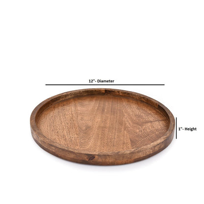 EDHAS Round Wooden Decorative Candle Holder Tray for Coffee Table Centerpieces Modern Farmhouse Home Decorations (12" x 12" x 1")