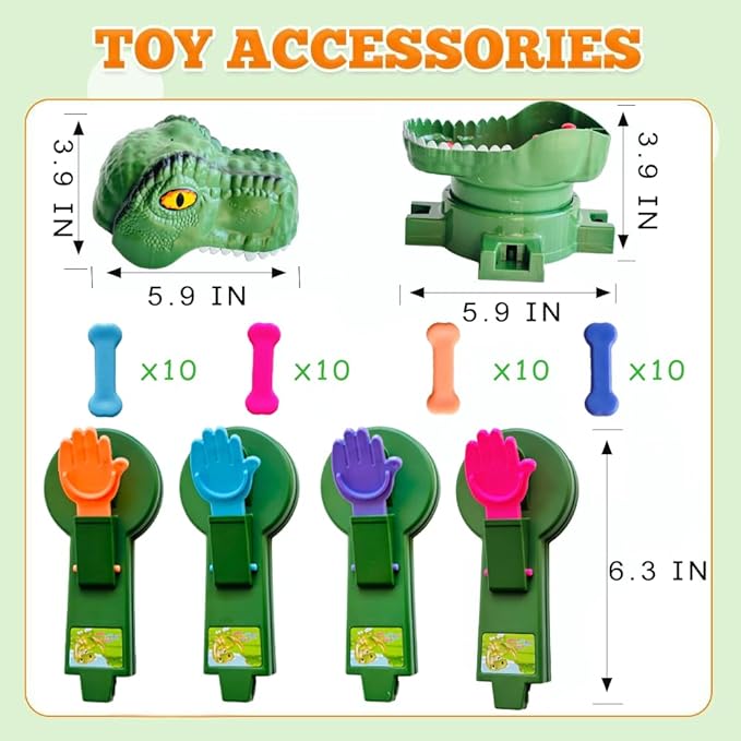 Classic Feed Dinosaur Board Game Multiplayer Action Shooting Game Dino Eating Bones Toy Fun Reaction-Speed Challenge for Kids Exciting Family &amp Party Game for 2–4 Players Ages 3+