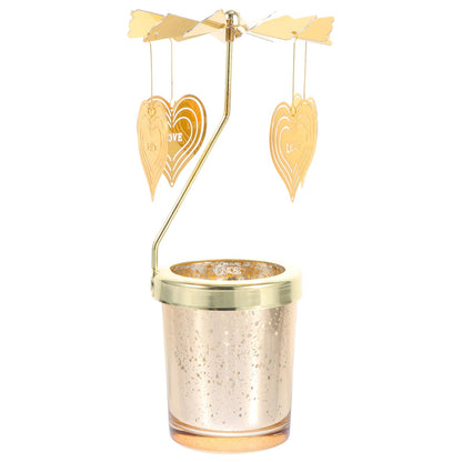 Ipetboom Rotating Candleholder Cup Romantic Candlestick Decor for Restaurant and Home Table Centerpiece, Spinning Candle Stand Without Candle, Heart-Shaped Design for Valentine’s Day