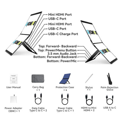 EHOMEWEI X2 Air Foldable Dual Touchscreen Portable Monitor 14.2"×2 2.8K IPS Touch Screen Extender with 4096 Stylus for Laptop