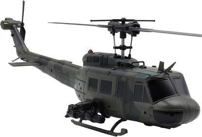 C032 UH-1 Huey RC Helicopter 1/48 Scale 6-Channel Brushless Helicopter with Optical Flow Positioning One Click Inverted Flight &amp Gyro Stabilized 3D Stunt Military Aircraft Model for Adults