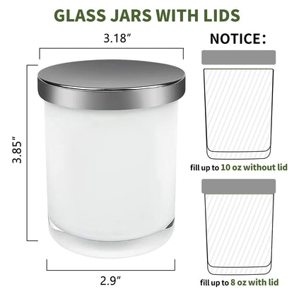 SUPMIND 12 Pack 10oz Glass Candle Jars with Lids and Sticky Labels, Empty Candle Jars for Making Candles Bulk Containers(Inner White)
