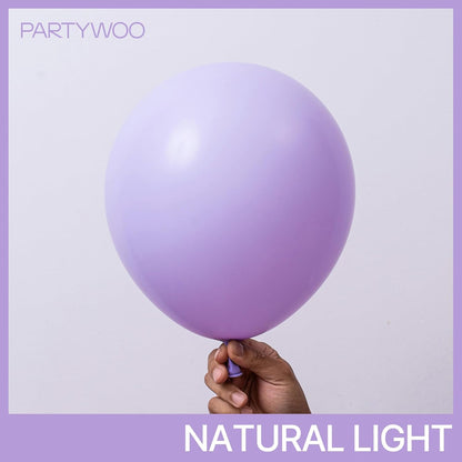 PartyWoo Pastel Purple Balloons - 100-Piece Pack | 5-18 Inch Sizes for Baby Shower & Birthday Decor