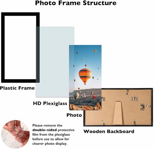JCJMY 6x12 Black Picture Frame - Versatile Wall Mounting for Horizontal or Vertical Display