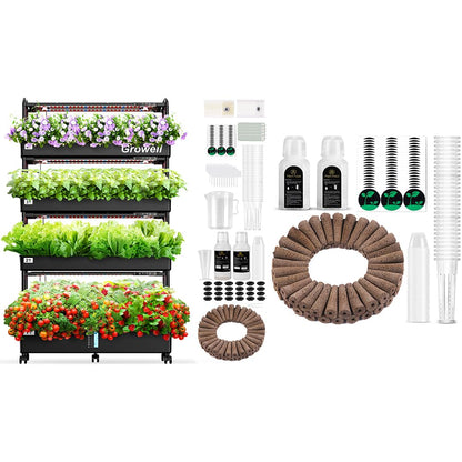 Growell 120 Pods Large Hydroponics Growing System Kit & 182pcs Seed Pod Kit