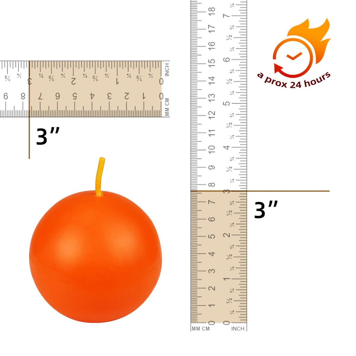Zest Candle 6-Piece Ball Candles, 3-Inch, Orange