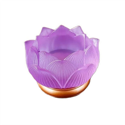 cfycfy987 Candelabra Glazed Lotus Candlestick Household Decoration Ornaments Candle Holder Household Offering Lamp Holder Candle Sticks Holder(Purple)