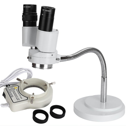 faruijie Dental Microscope with LED Light - Stereomicroscopes 360 Revolve 8X Magnification Binocular Stereo Microscope Dental Binocular Microscope for Electronics Repair with 8W Fluorescent Ring Light